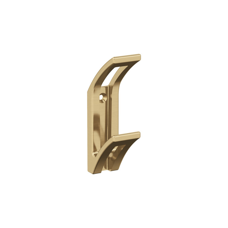 Champagne Bronze Double Prong Decorative Metal Wall Hook