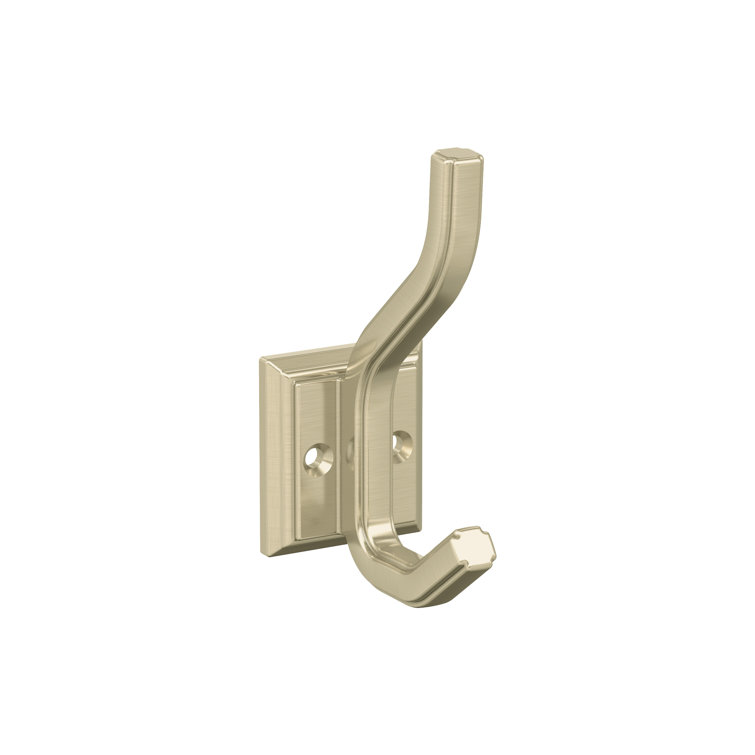 Golden Champagne Double Prong Metal Decorative Wall Hook