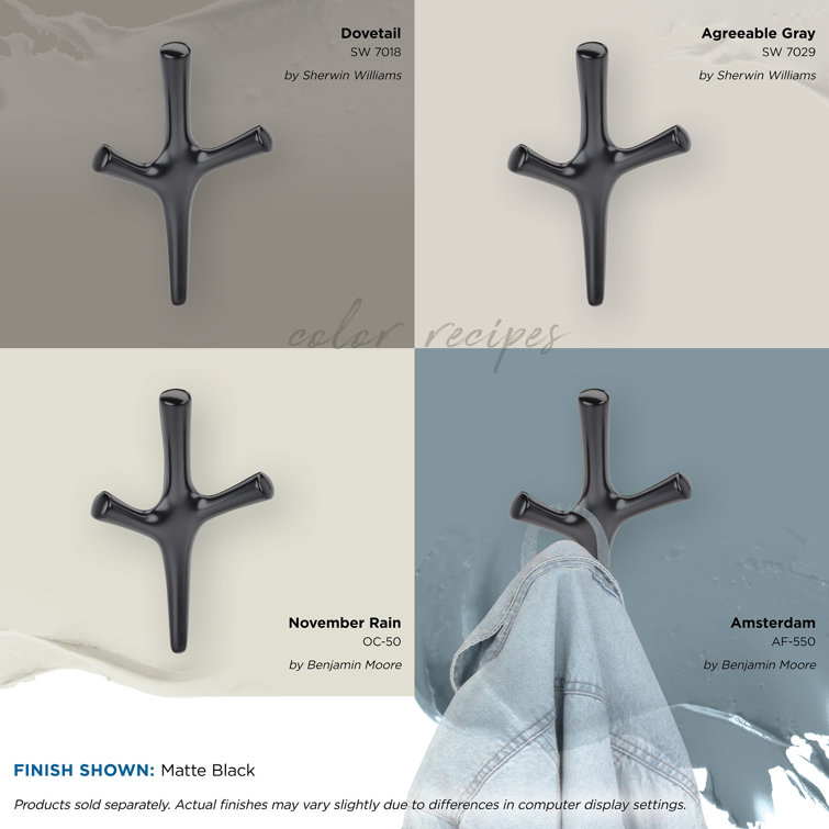 Matte Black Triple Prong Decorative Wall Hook
