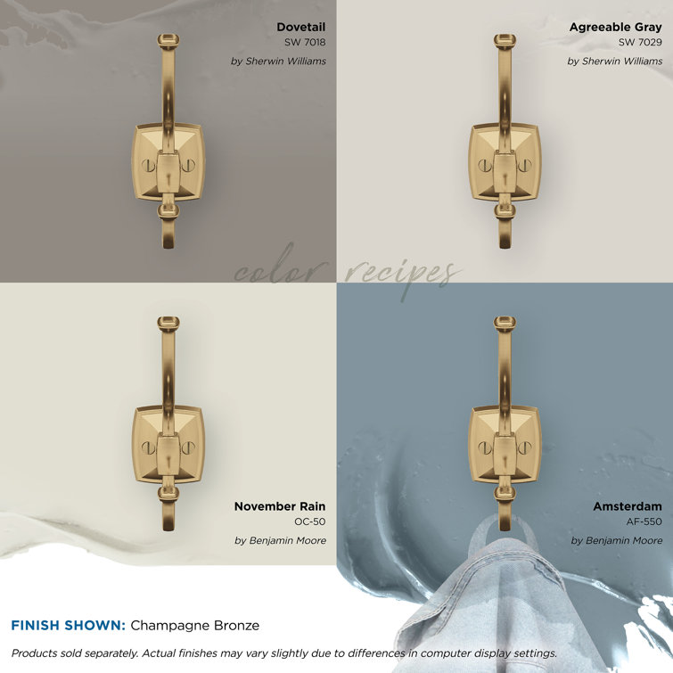 Champagne Bronze Double Prong Decorative Wall Hook