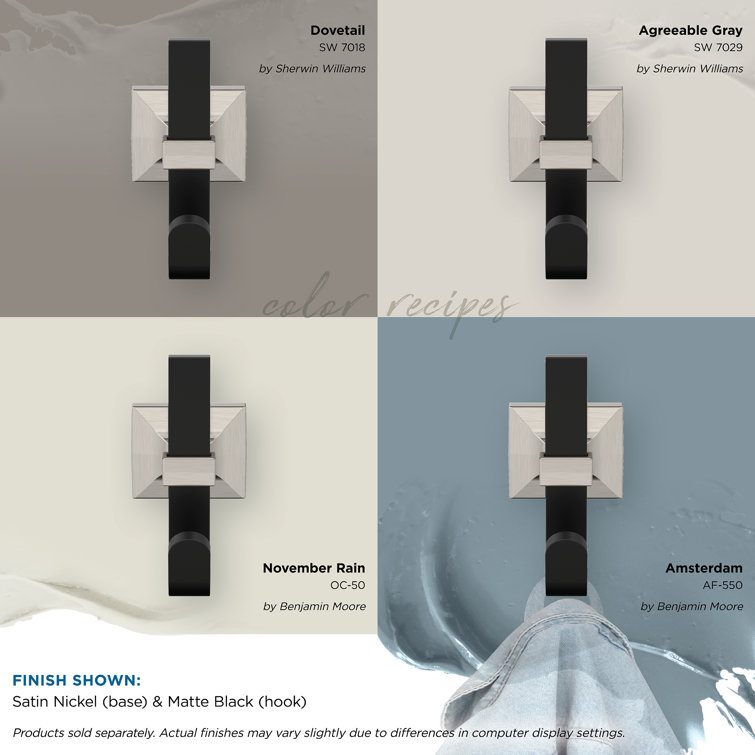 Matte Black and Satin Nickel Decorative Wall Hook