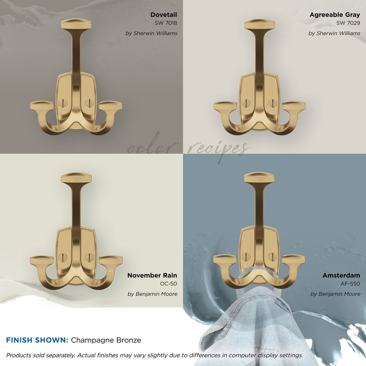 Champagne Bronze Triple Prong Decorative Wall Hook