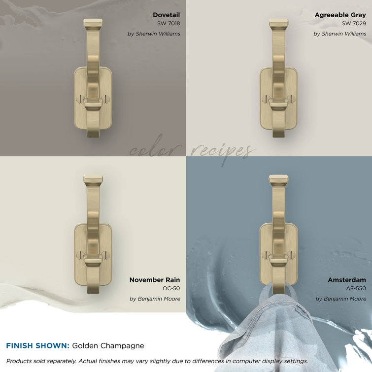 Golden Champagne Double Prong Metal Wall Hook