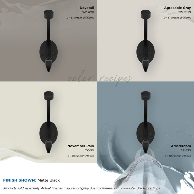Matte Black Double Prong Decorative Metal Wall Hook