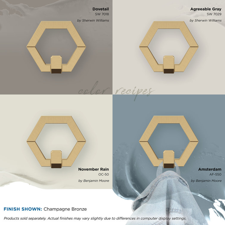 Champagne Bronze Hexagonal Single Prong Decorative Wall Hook