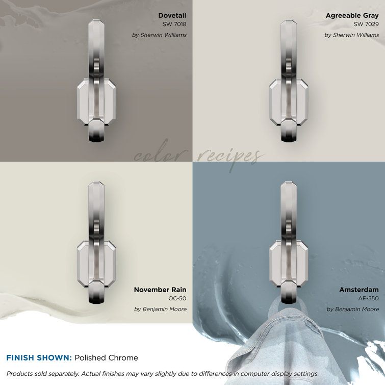 Granlyn Chrome Double Prong Decorative Metal Wall Hook