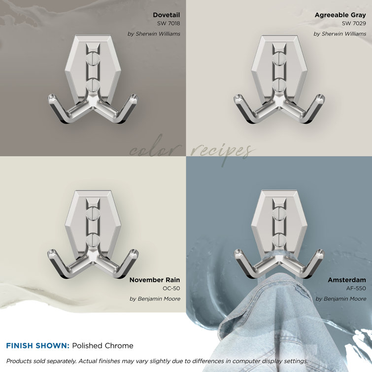 Polished Chrome Double Prong Decorative Wall Hook