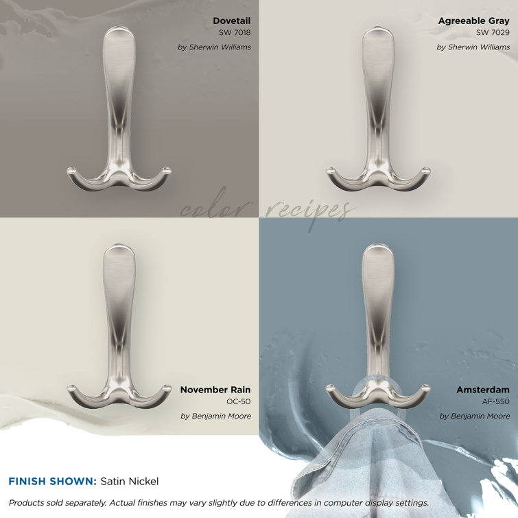 Satin Nickel Triple Prong Decorative Wall Hook