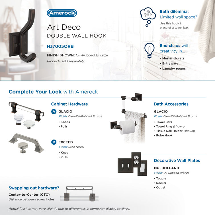 Oil-Rubbed Bronze Double Prong Decorative Wall Hook