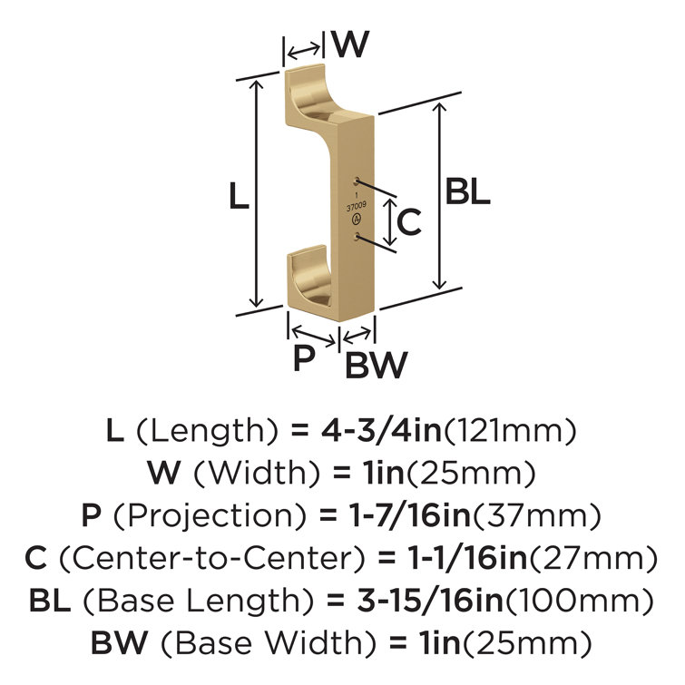 Champagne Bronze Double Prong Decorative Wall Hook