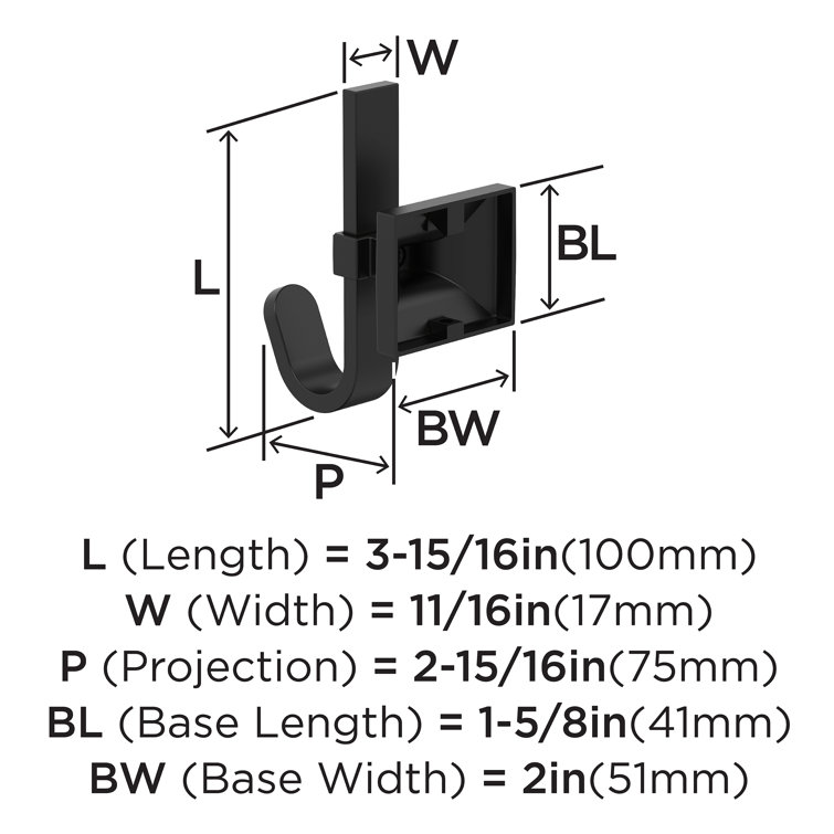Matte Black Metal Single Prong Decorative Wall Hook