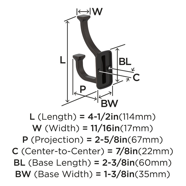 Oil Rubbed Bronze Double Prong Decorative Wall Hook