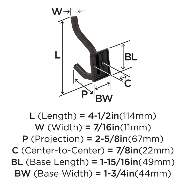 Oil-Rubbed Bronze Double Prong Decorative Wall Hook