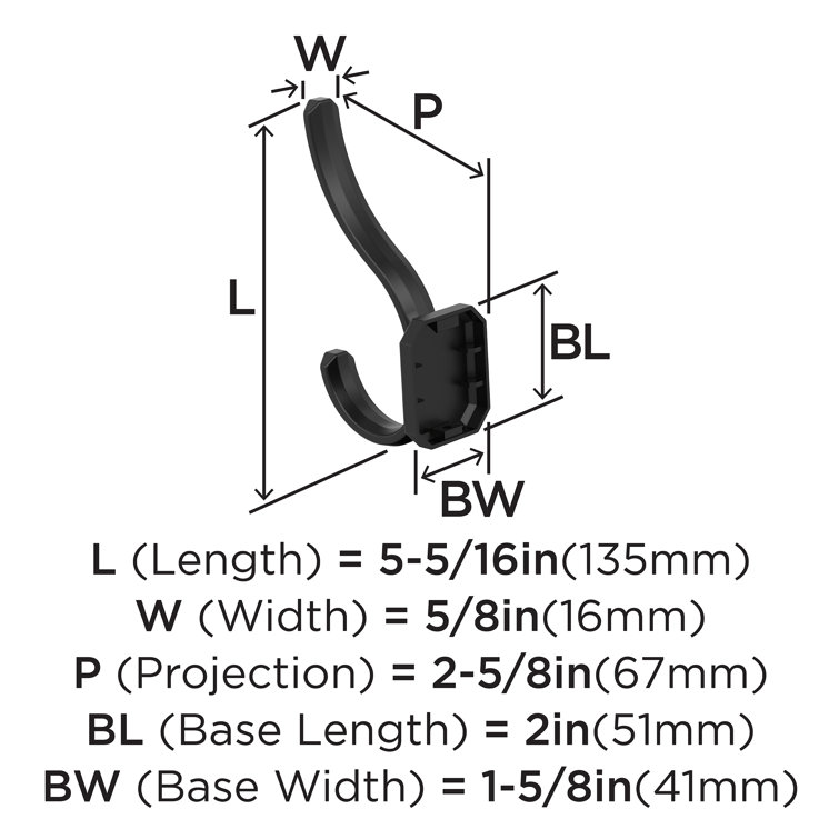Matte Black Double Prong Decorative Wall Hook