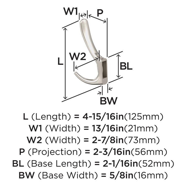 Satin Nickel Triple Prong Decorative Wall Hook