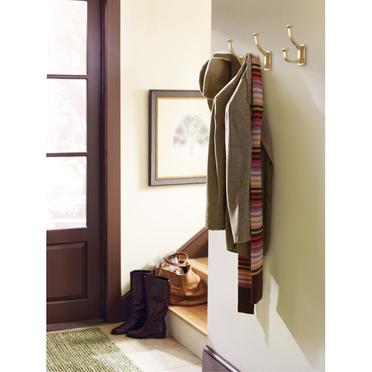 Champagne Bronze Double Prong Decorative Metal Wall Hook