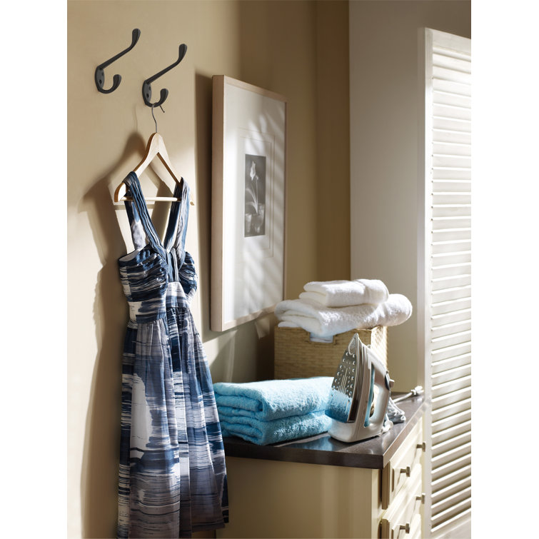 Matte Black Double Prong Metal Wall Hook
