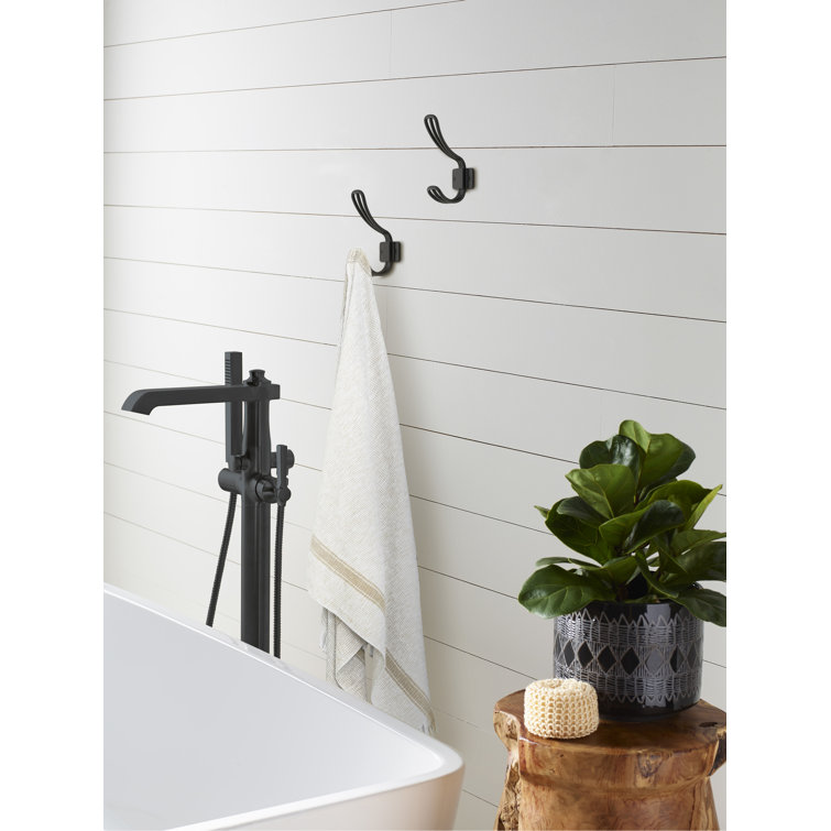 Matte Black Double Prong Decorative Metal Wall Hook