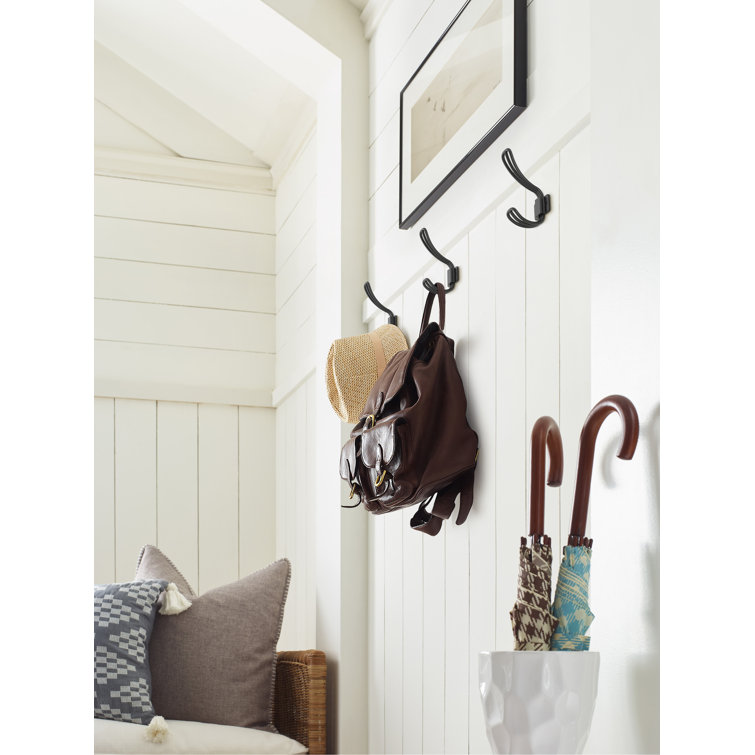 Matte Black Double Prong Decorative Metal Wall Hook