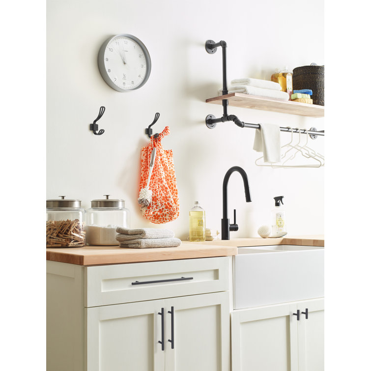 Matte Black Double Prong Decorative Metal Wall Hook