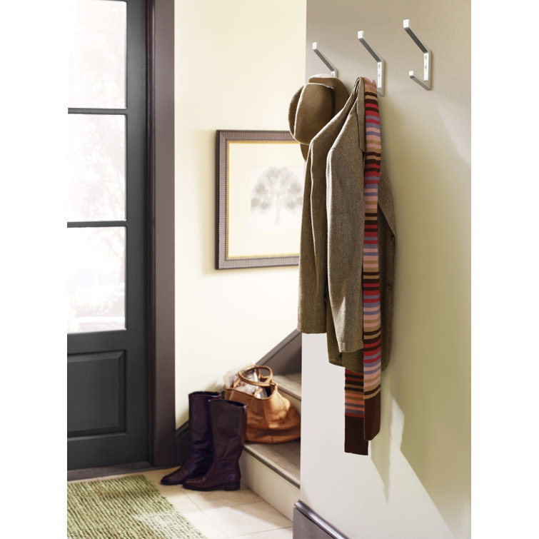 Satin Nickel Double Prong Metal Wall Hook