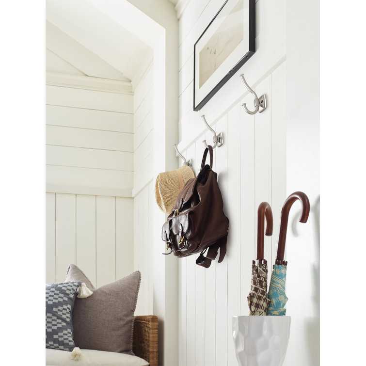 Satin Nickel Double Prong Decorative Wall Hook