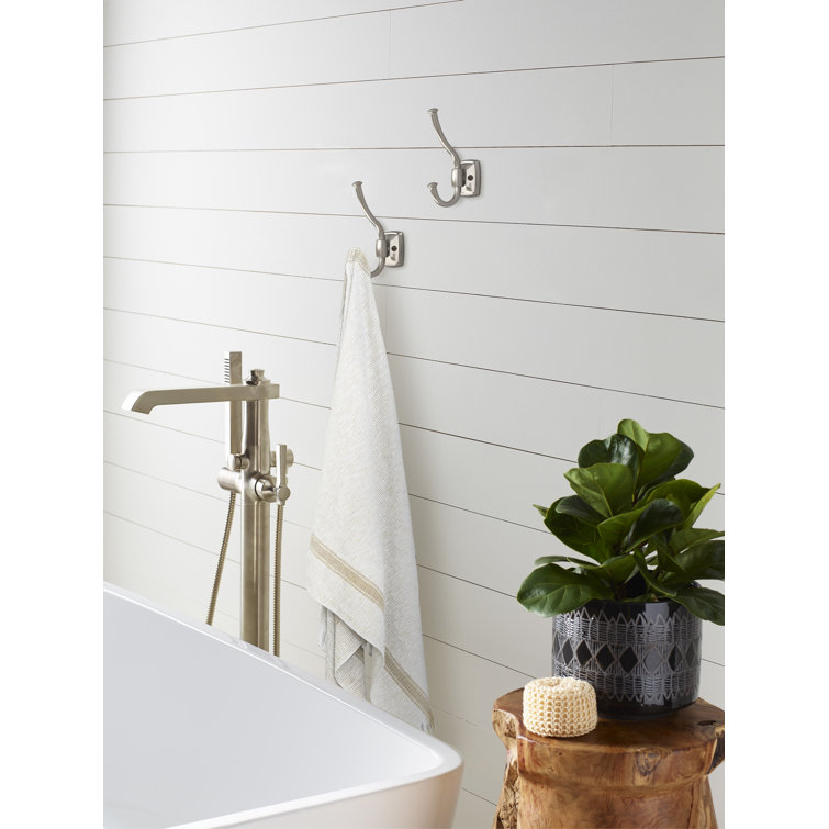 Satin Nickel Double Prong Decorative Wall Hook