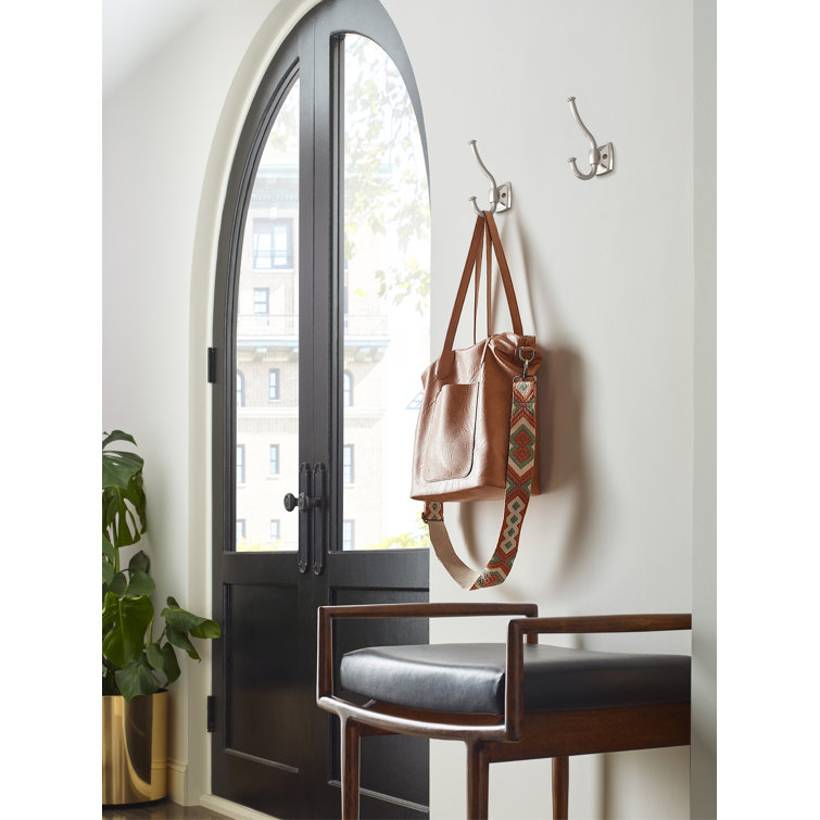 Satin Nickel Double Prong Decorative Wall Hook