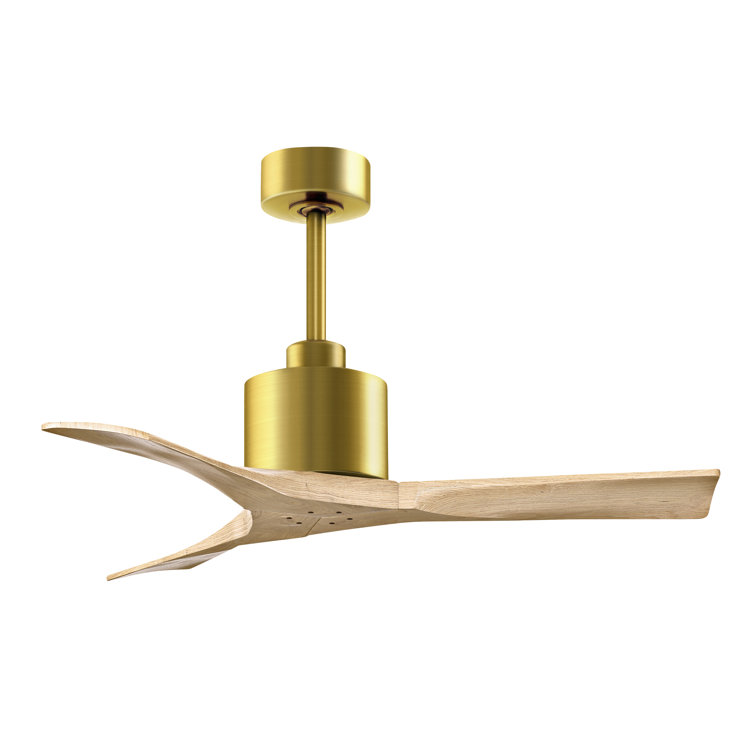 Nan 42" Brushed Brass and Light Maple Ceiling Fan with Remote