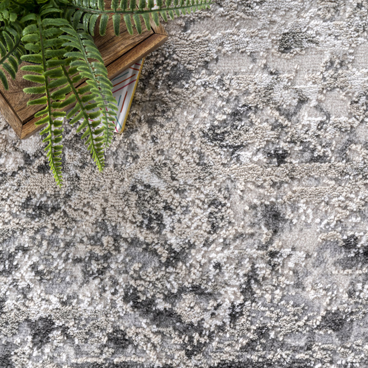 Fullwood Gray and Black Rectangular Synthetic Rug 9' x 12'