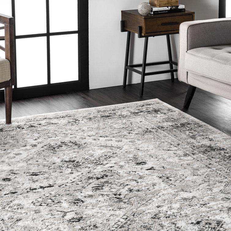 Fullwood Gray and Black Rectangular Synthetic Rug 9' x 12'