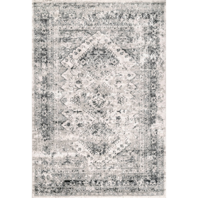 Fullwood Gray and Black Rectangular Synthetic Rug 9' x 12'