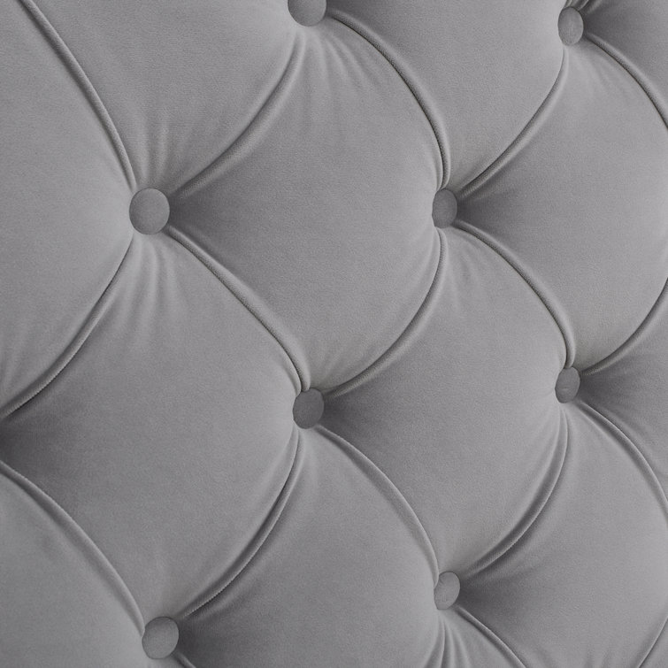 Arctic Blue Velvet Upholstered King Bed with Nailhead Trim