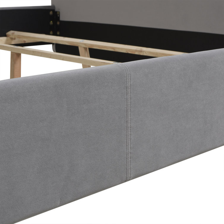 Arctic Blue Velvet Upholstered King Bed with Nailhead Trim