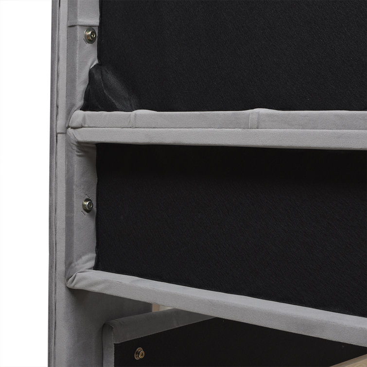 Arctic Blue Velvet Upholstered King Bed with Nailhead Trim