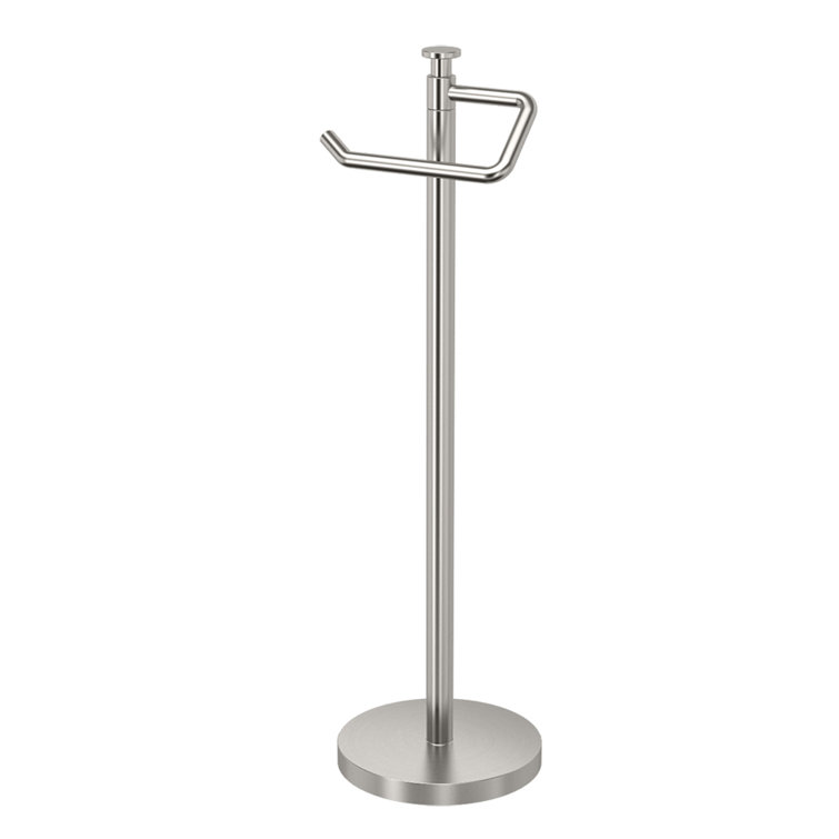 Satin Nickel Freestanding Toilet Paper Holder with Weighted Base
