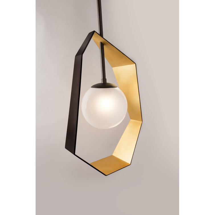 Origami Bronze & Gold Leaf Globe Pendant with Frosted Glass
