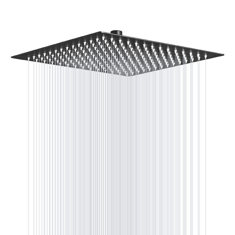 Matte Black 12-Inch Square Stainless Steel Rain Shower Head