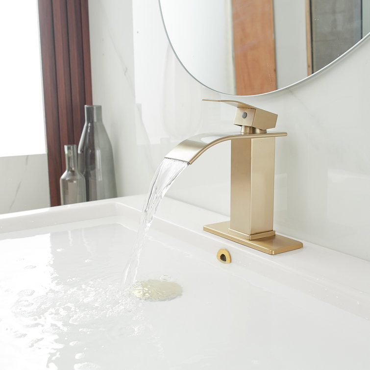 Brushed Gold Stainless Steel Waterfall Bathroom Faucet