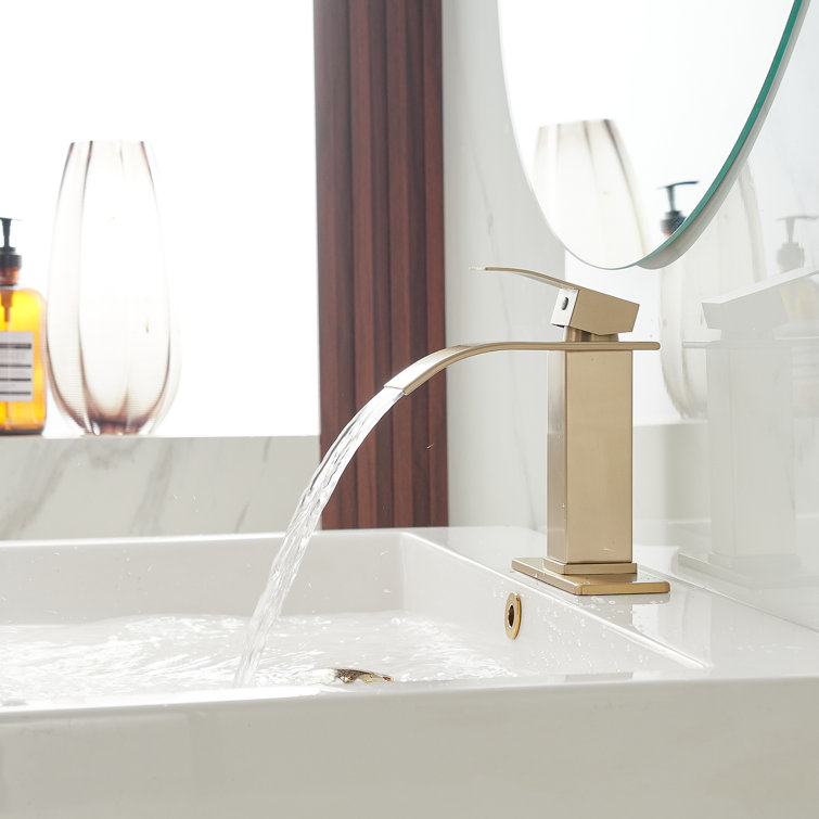 Brushed Gold Stainless Steel Waterfall Bathroom Faucet