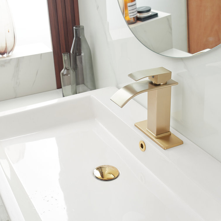 Brushed Gold Stainless Steel Waterfall Bathroom Faucet