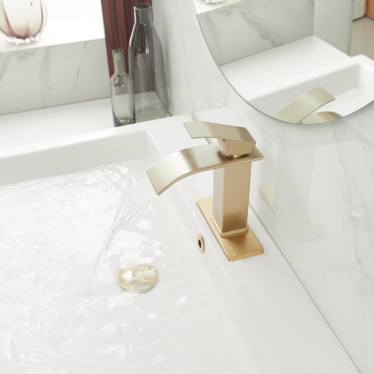 Brushed Gold Stainless Steel Waterfall Bathroom Faucet