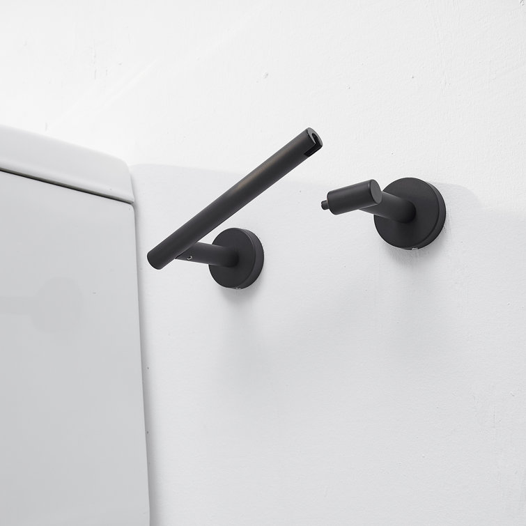 Matte Black 2-Piece Bathroom Hardware Set with Towel Ring