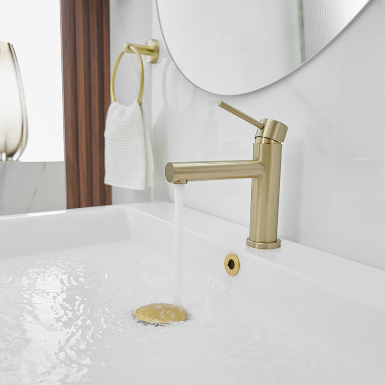 Brushed Gold Stainless Steel Single-Handle Bathroom Faucet