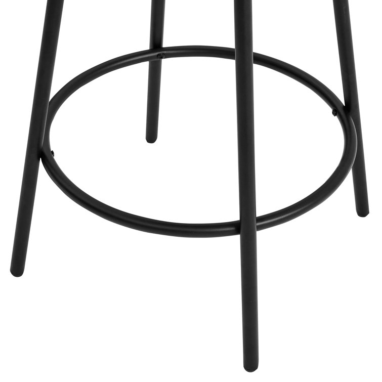 White Linen and Wood Swivel Counter Stools, Set of 3