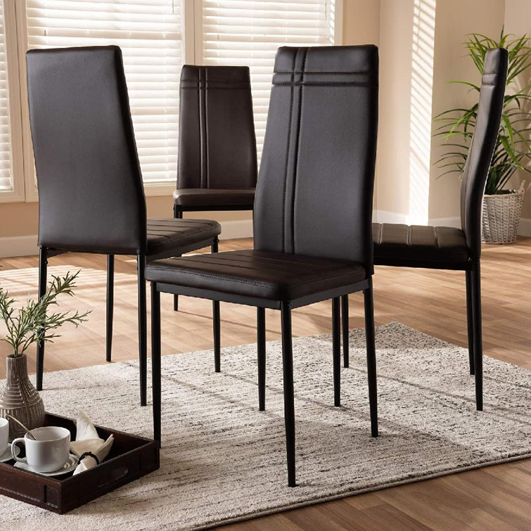 Matiese Brown Faux Leather Parsons Dining Chair Set