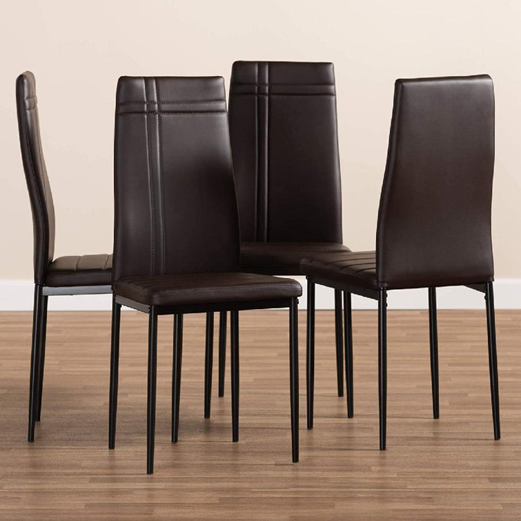 Matiese Brown Faux Leather Parsons Dining Chair Set