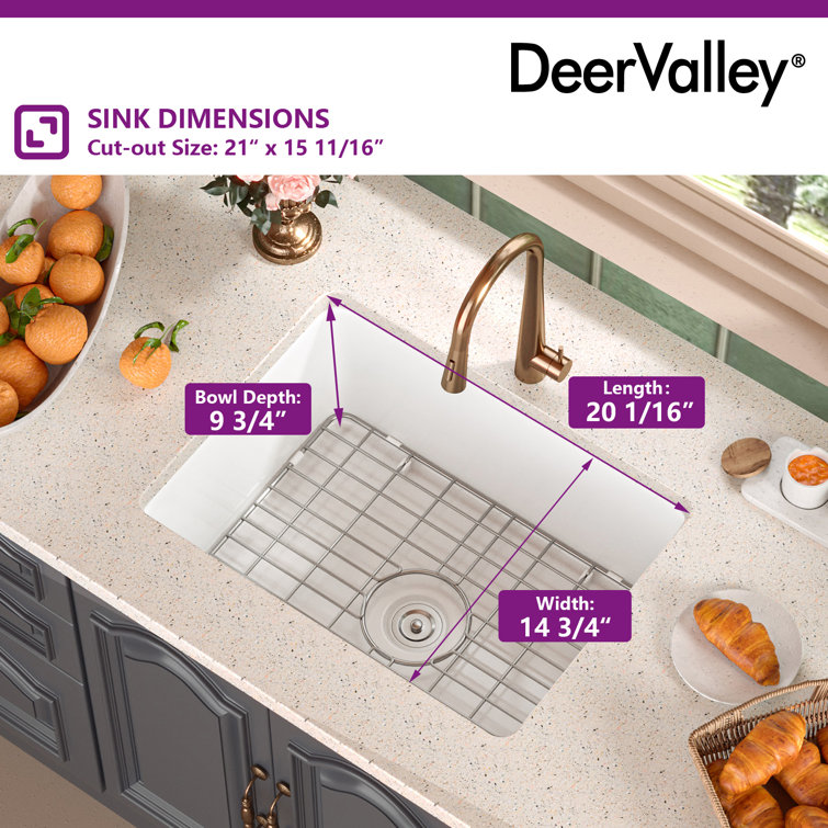 24" White Fireclay Drop-In Farmhouse Kitchen Sink