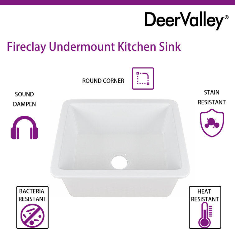 24" White Fireclay Drop-In Farmhouse Kitchen Sink