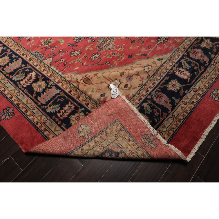 Hand-Knotted Red and Beige Wool Oriental Rug